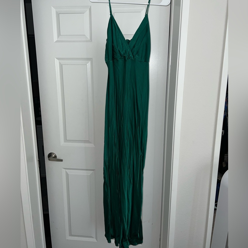 Socialite Nordstrom Emerald Green Satin Long Formal Dress size Medium M